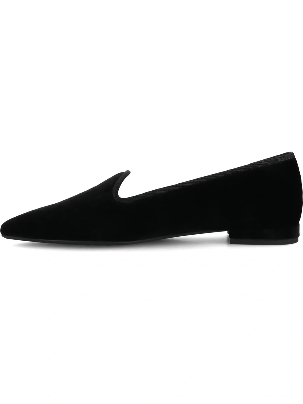 Birdies Black Velvet Pointed Toe Loafers